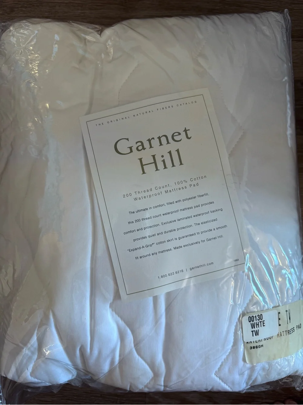 Garnet Hill Twin White Quilted Waterproof Mattress Pad